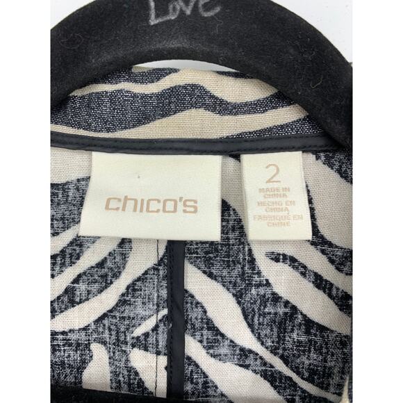 Chicos Vest Womens Sz 2 US L Zebra Print Black Cream Shimmer Metallic - Picture 3 of 6